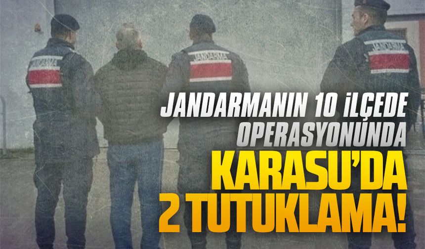 Jandarmanın 10 ilçede operasyonunda Karasu’da 2 tutuklama