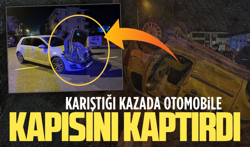 Karıştığı kazada otomobile kapısını kaptırdı: 1 yaralı