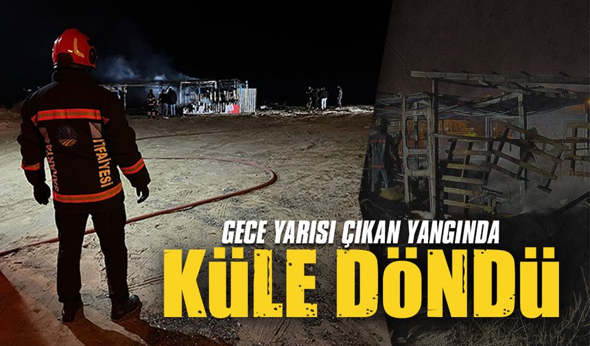 Gece yarısı çıkan yangında kül oldu