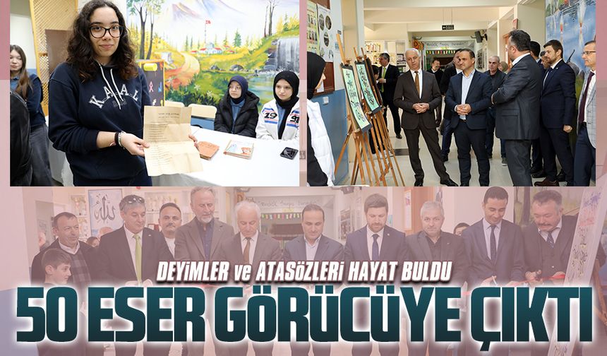 Karasu İmam Hatip Ortaokulu’nda 50 eser görücüye çıktı