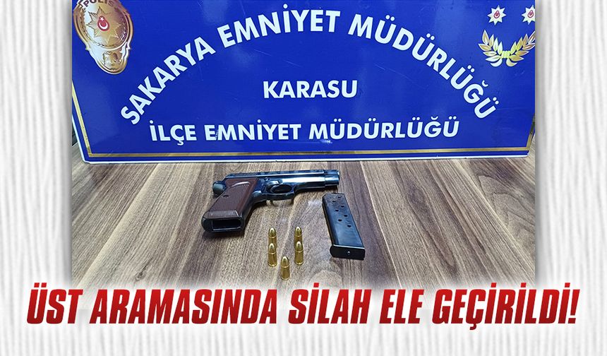 Karasu’da şüpheli üzerinde tabanca ele geçirildi