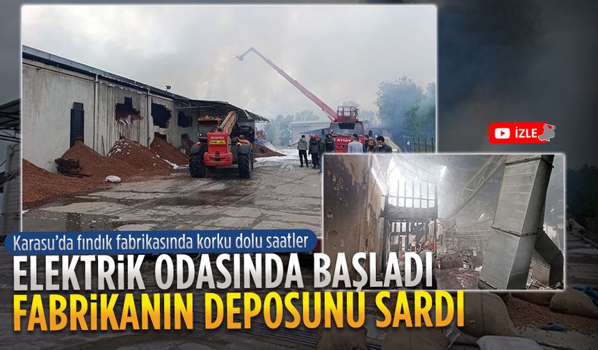 Karasu’da fındık kırım fabrikasında yangın çıktı