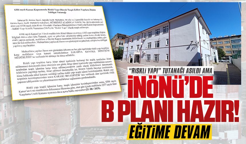 İnönü İlkokulu’nun B planı hazır, eğitime devam
