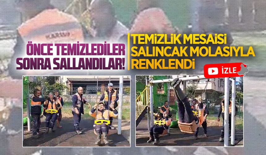 Karasu Belediyesi temizlik personeli, yoğun mesaiye kısa bir mola verdi