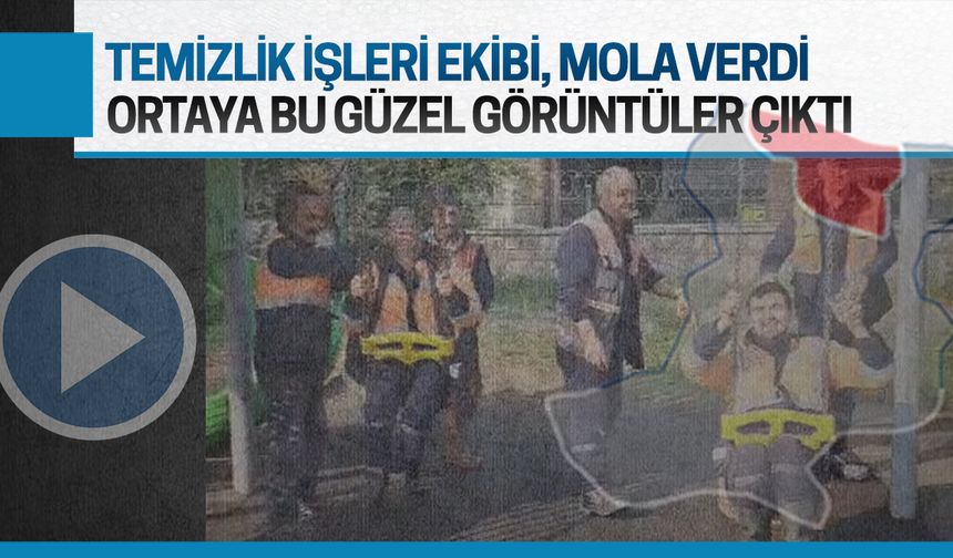 Temizlik işleri ekibi parkta mola verdi, ortaya bu güzel görüntüler çıktı