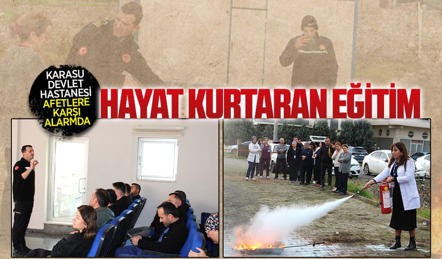 Karasu Devlet Hastanesi’nde afet planı kapsamında eğitim