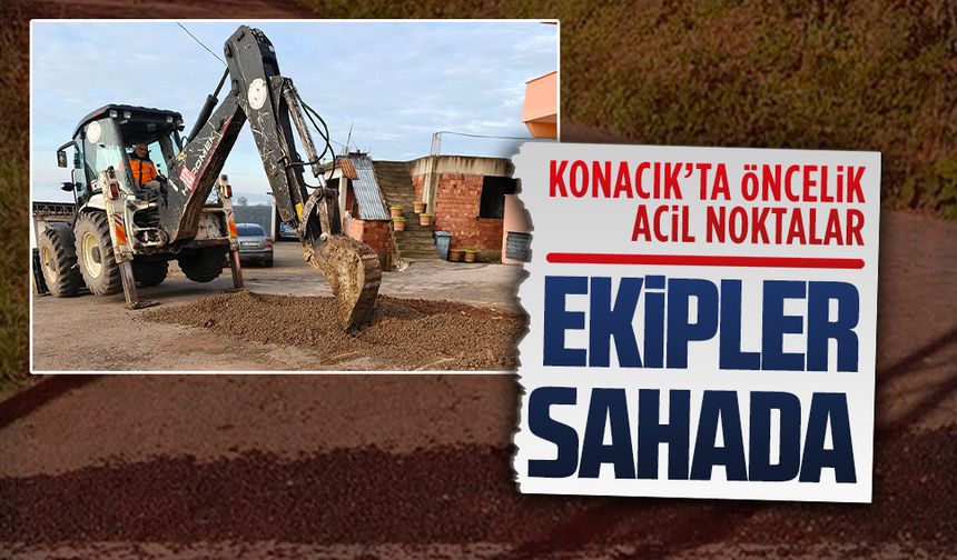 Konacık Mahallesi’nde asfalt yama çalışması