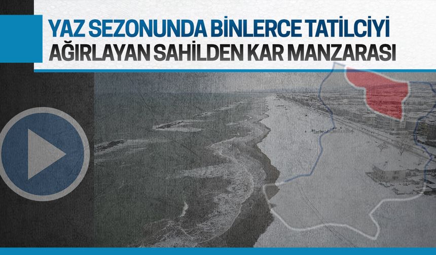 Karla kaplı Karasu sahilinden kartpostallık görüntüler