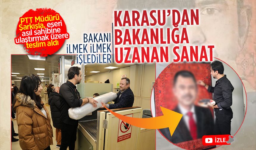 Ressam Uğur Aydın, eşiyle birlikte Bakan Murat Kurum’u halıya resmetti