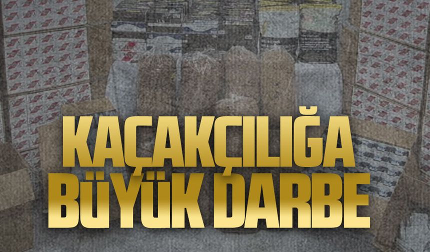 Jandarma operasyonunda tonlarca tütün ve kaçak makaron ele geçirildi