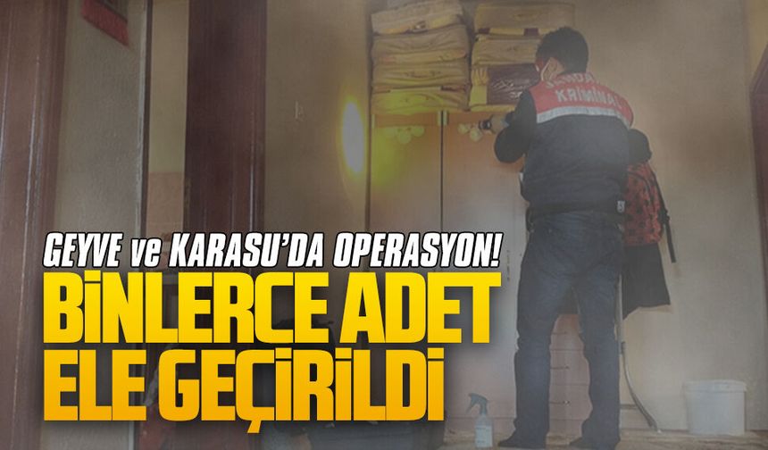 Karasu ve Geyve’de binlerce kaçak makaron ve tütün ele geçirildi
