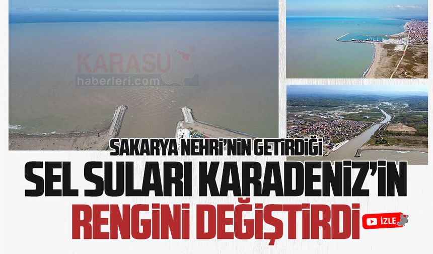 Sakarya Nehri’nin getirdiği sel suları, Karadeniz’in rengini değiştirdi