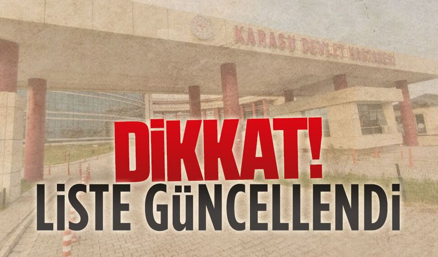 Karasu Devlet Hastanesi temmuz ayı mesai dışı poliklinik takvimi netleşti
