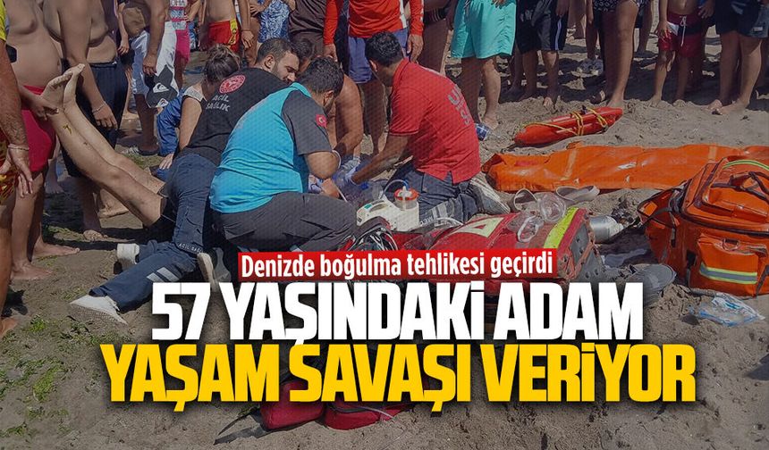 Denizde boğulma tehlikesi geçiren adam, yaşam savaşı veriyor
