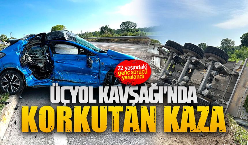Üçyol Kavşağı'nda korkutan kaza: 1 yaralı