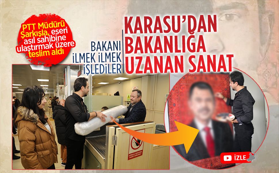 Ressam Uğur Aydın, eşiyle birlikte Bakan Murat Kurum’u halıya resmetti