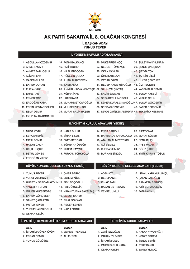 Sakarya 2024 İl Kongre Aday Listesi Page 0001