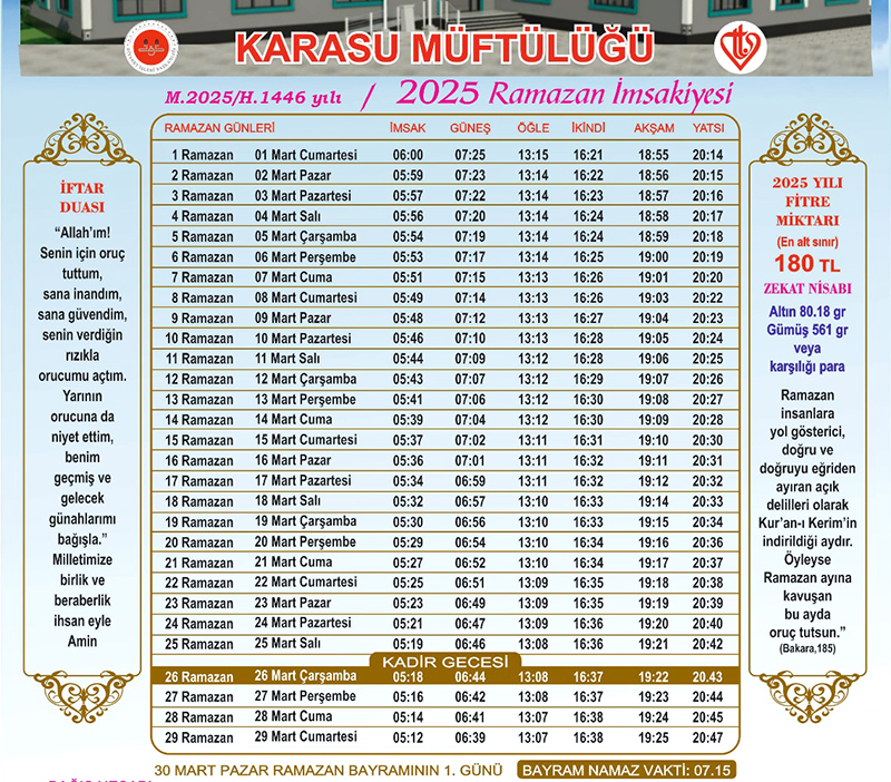 Karasu Ramazan Imsakiye F1