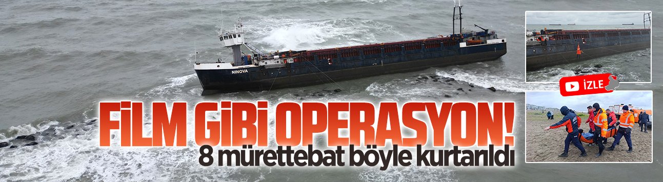 Karasu’da karaya oturan gemi personeli böyle kurtarıldı