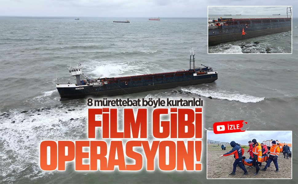 Karasu’da karaya oturan gemi personeli böyle kurtarıldı